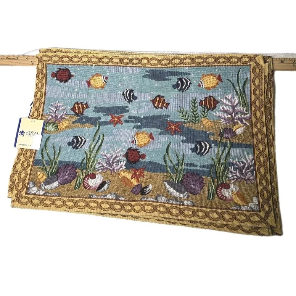 NWT Royal Norfolk Tapestry Placemats Set Of 6 Tropical Beach Fish Coral